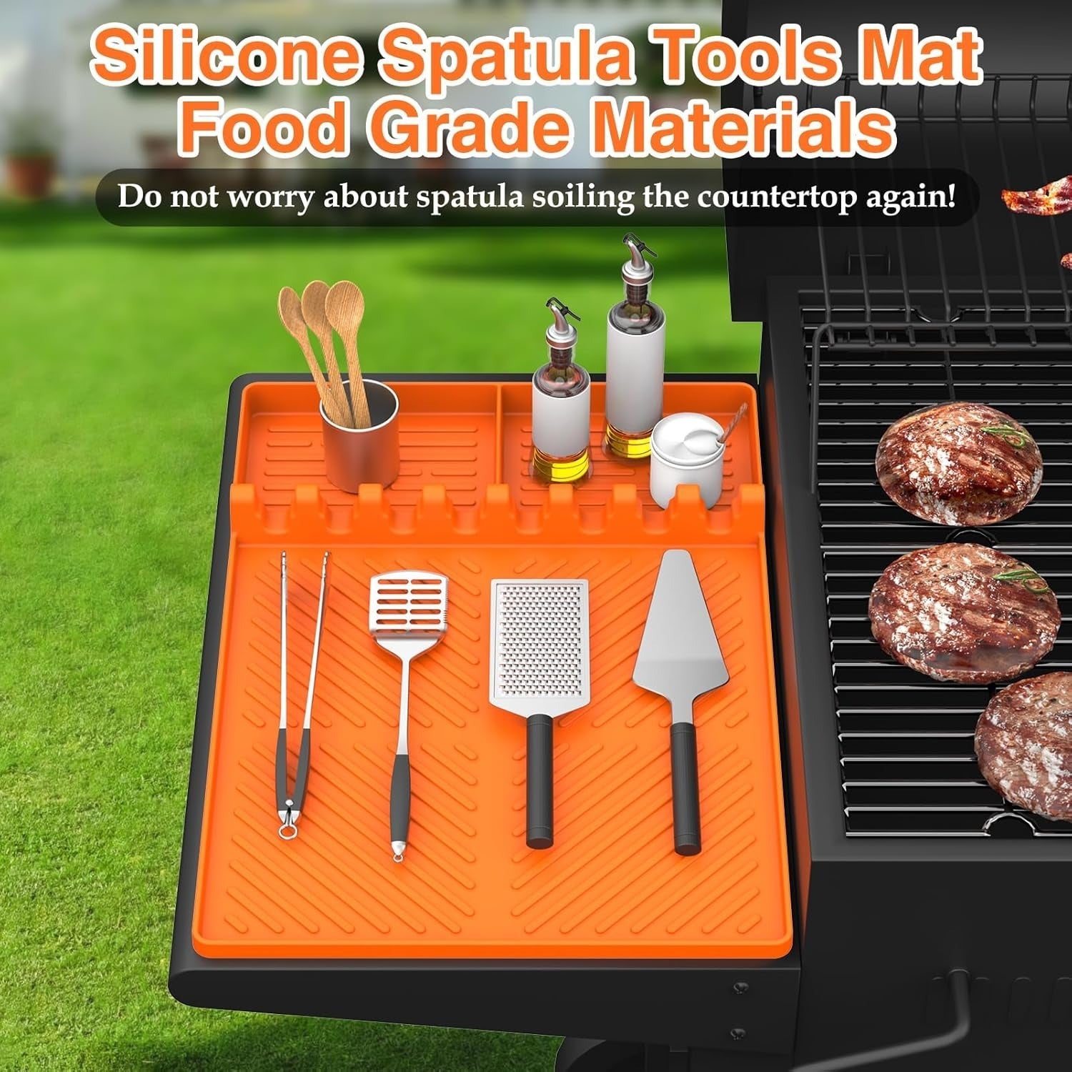 Kraftig silikon grillmatta – Halkfri grillplatta för sidohyllor för matlagningsverktyg