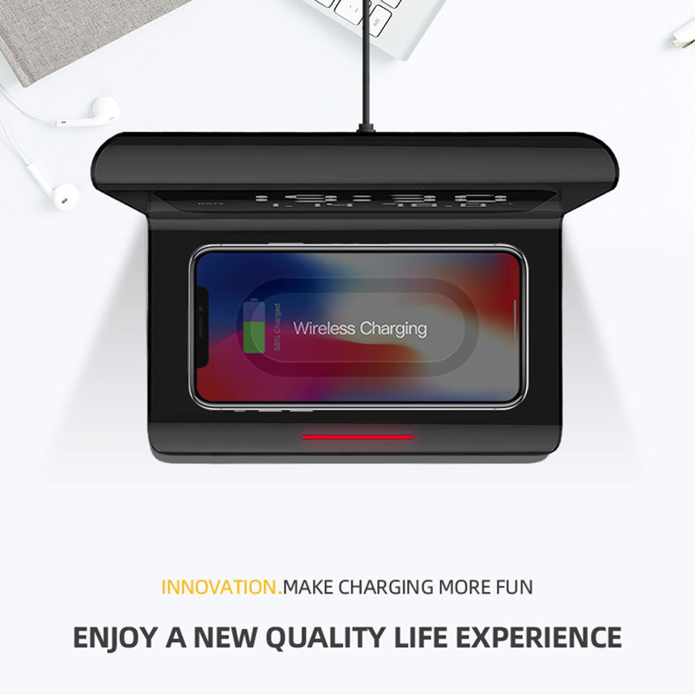 Allt-i-ett trådlös laddningsstation – Snabb 10W effekt med LED-display för telefoner och tillbehör