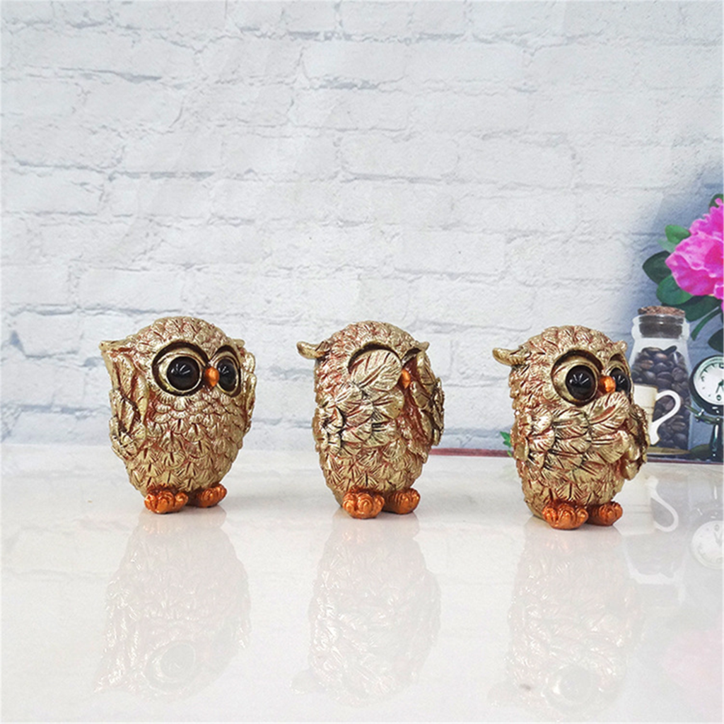 3 Ugglafigurer Dekoration