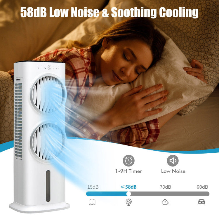 3-i-1 fjärrstyrd evaporativ luftkylare — Justerbar Breeze med 9-timmars timer för hemkomfort