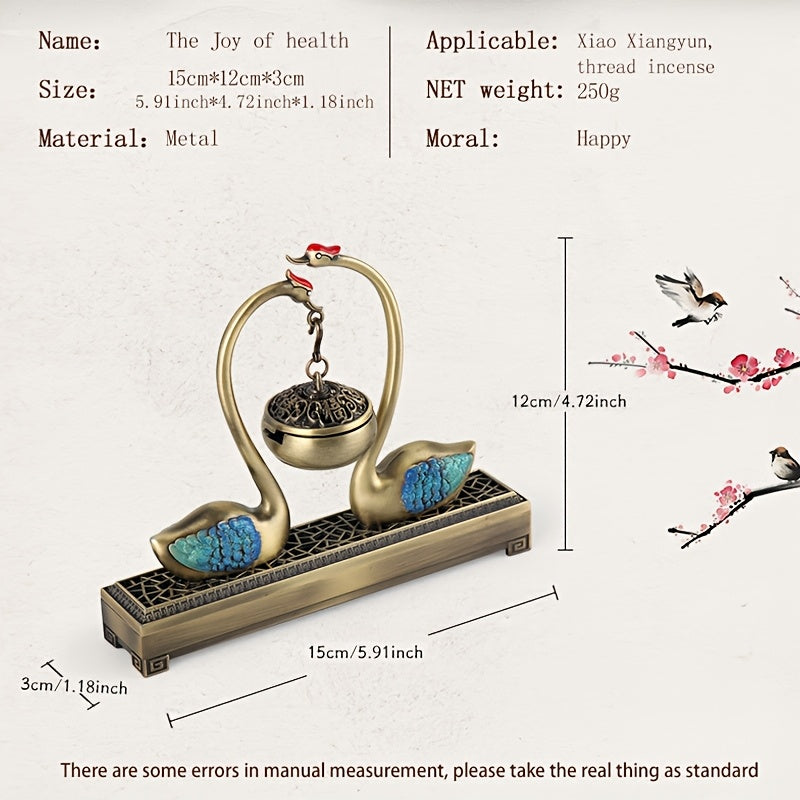 Elegant rökelsehållare i metall med svan – Dubbelfunktionell heminredning och aromaterapiaccent