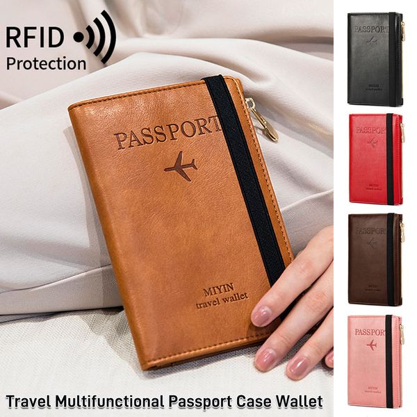 Kompakt RFID-säker reseplånbok – Pass- och kreditkortshållare i äkta läder