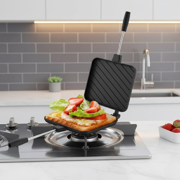 Dubbelsidig nonstick-smörgåsmaskin – Flip-Style rostpanna för perfekt grillade snacks