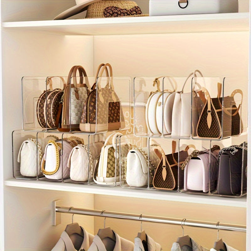 Transparent handväskhållare - 2 akrylorganisatörer för garderob och hyllor