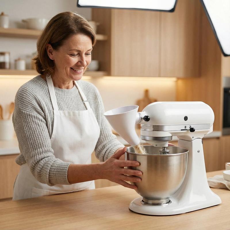 Universal mjöl- och sockertratt – perfekt för KitchenAid-mixrar och matlagningsmaskiner