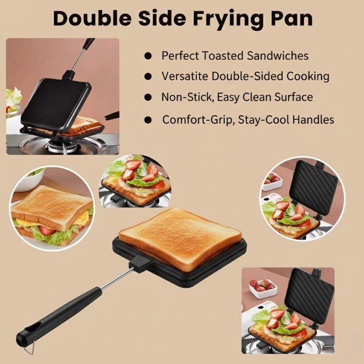 Dubbelsidig nonstick-smörgåsmaskin – Flip-Style rostpanna för perfekt grillade snacks