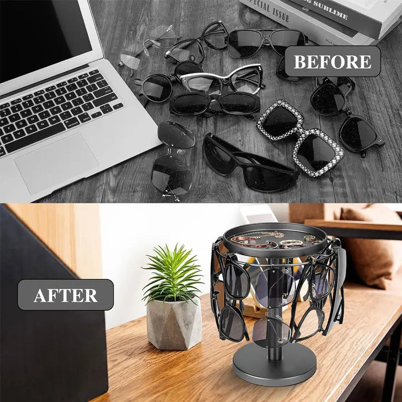 Roterande glasögonorganisatör – Elegant 360° displayställ för glasögon