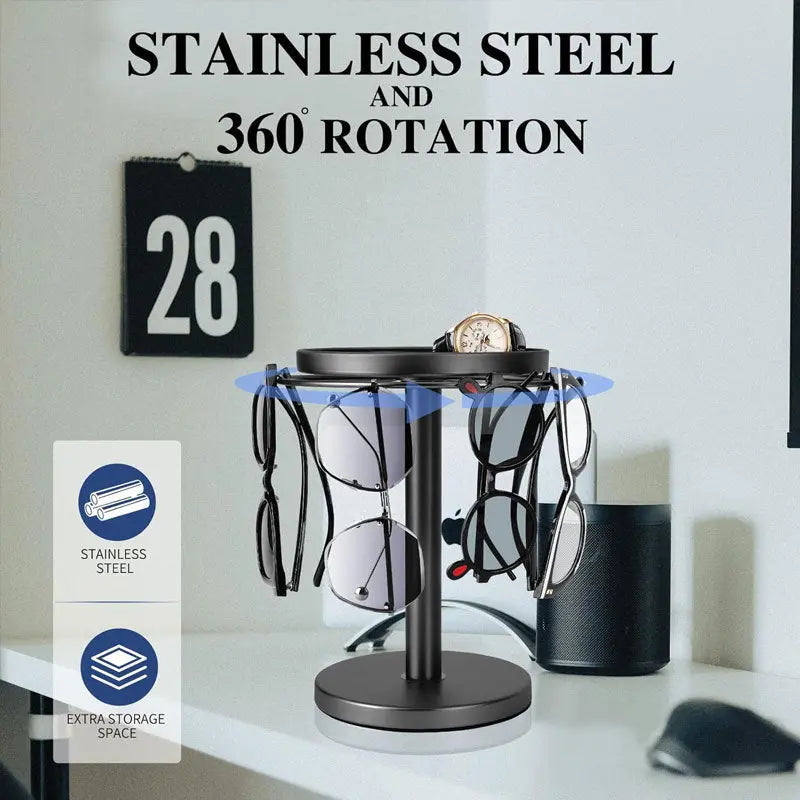 Roterande glasögonorganisatör – Elegant 360° displayställ för glasögon