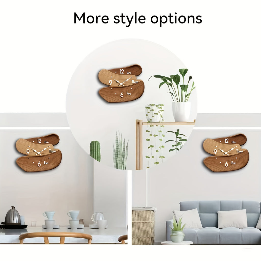 Rustik mosaik träväggklocka – Tyst, icke-tickande dekorativ klocka