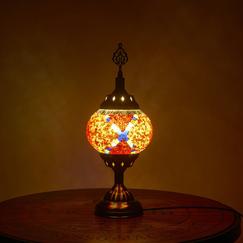 Vintage turkisk emalj järn bordslampa – tidlös One-Light Design