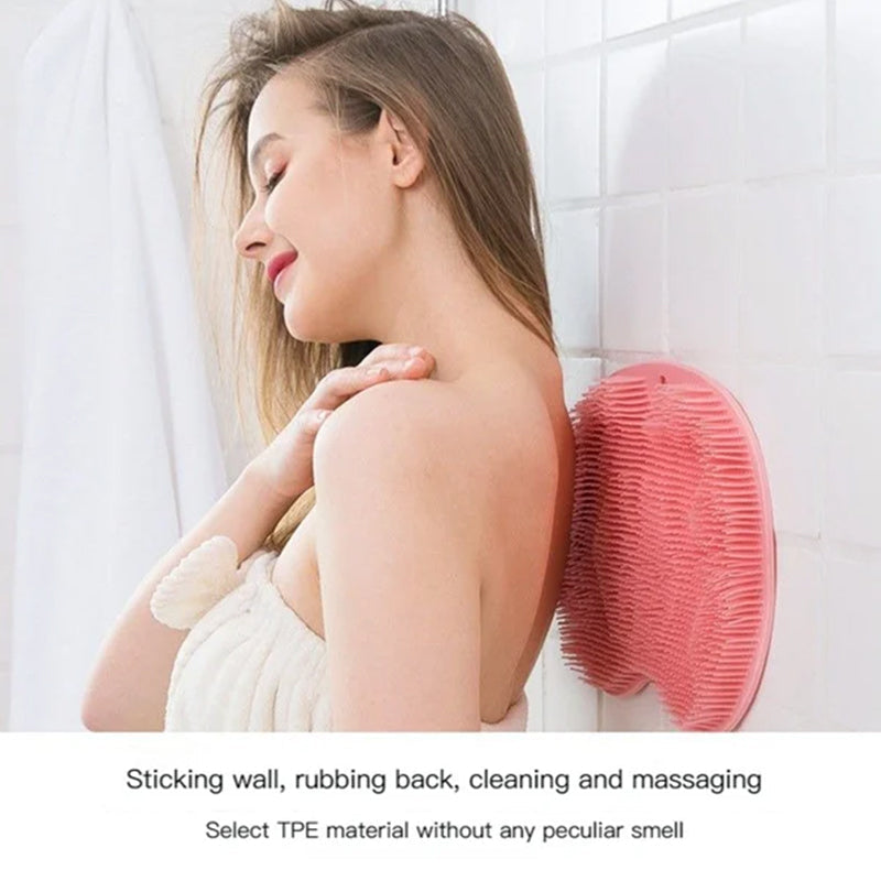 Dubbelsidig duschskrubb – Rygg- och fotpeelingdyna med massageborst