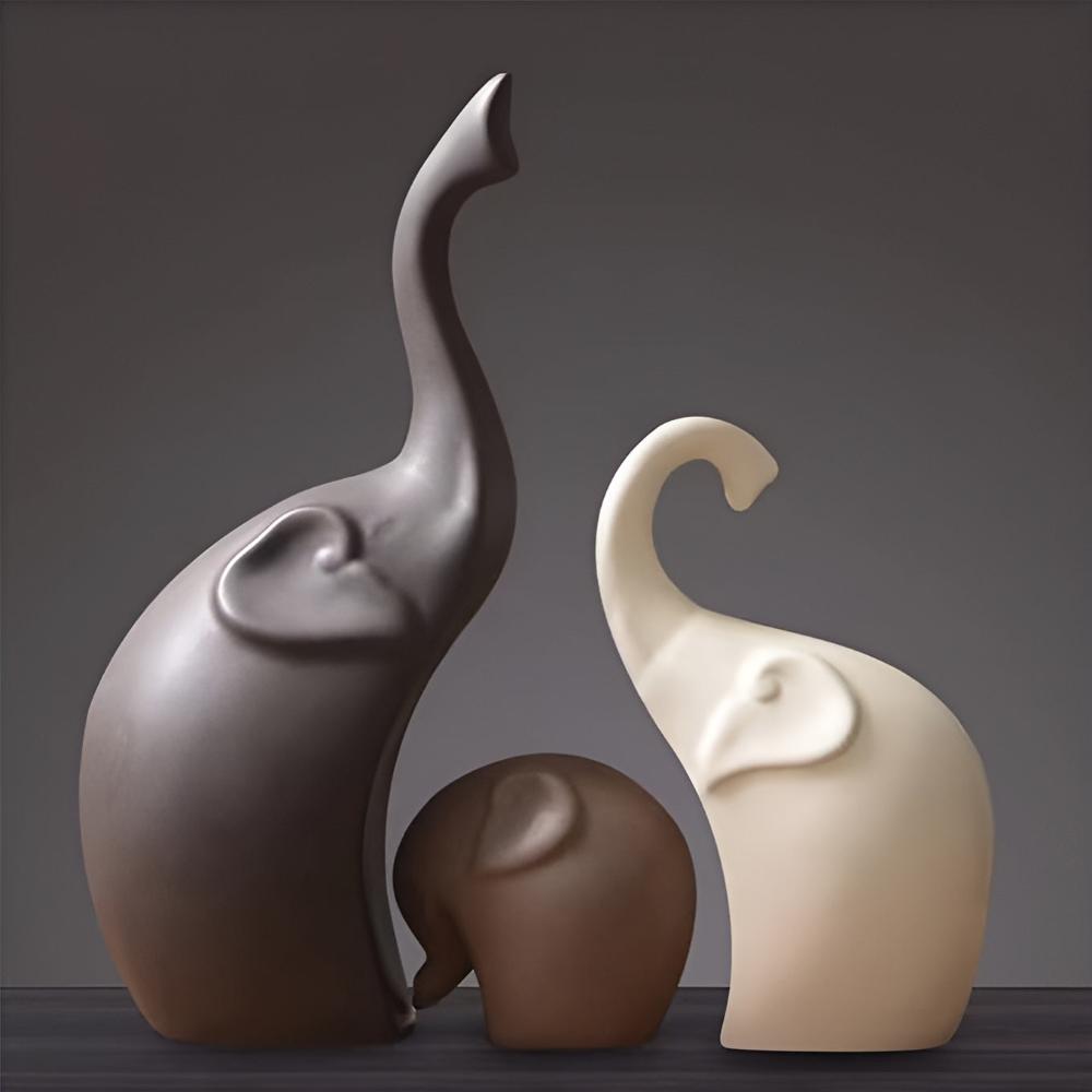 Elegant Serenity Elephant Sculptures – Symbolisk konst för modern inredning