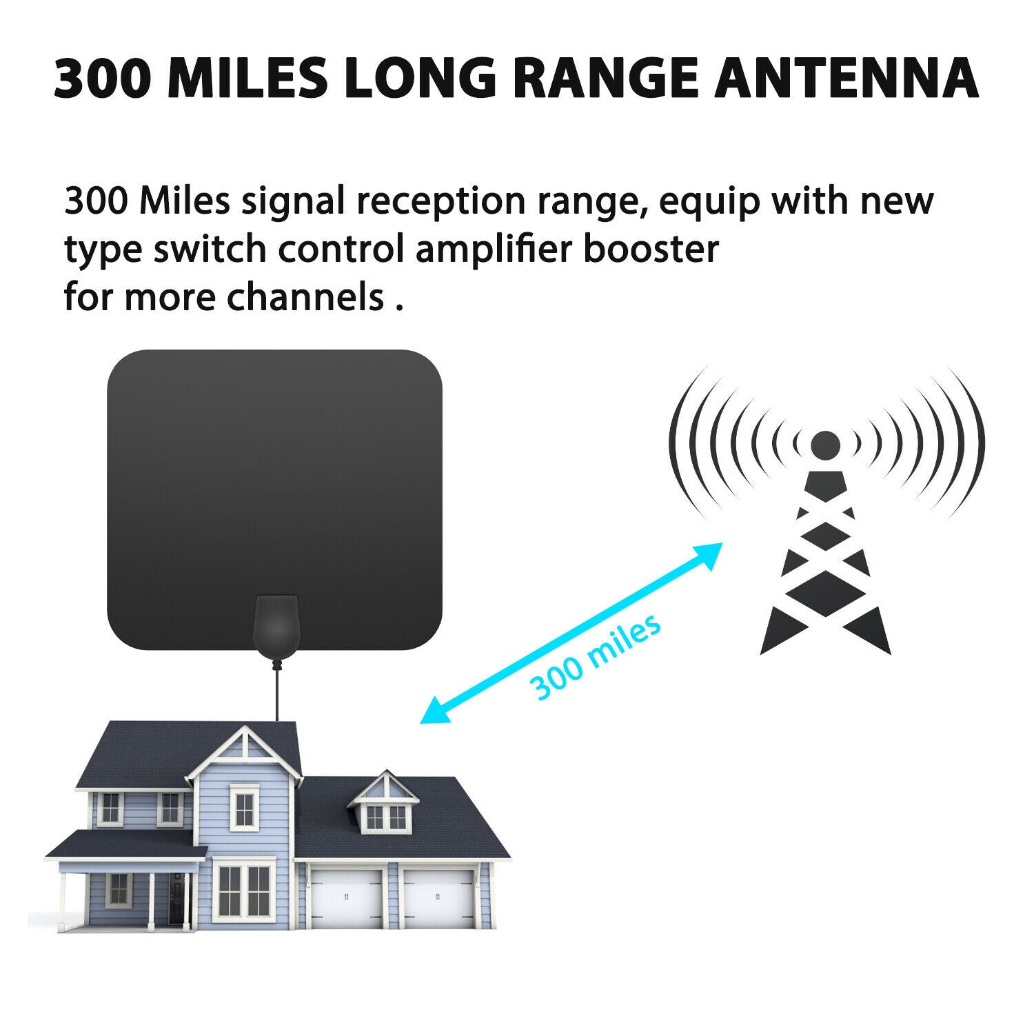 ClearWave inomhus-HDTV-antenn – signalförstärkare med lång räckvidd