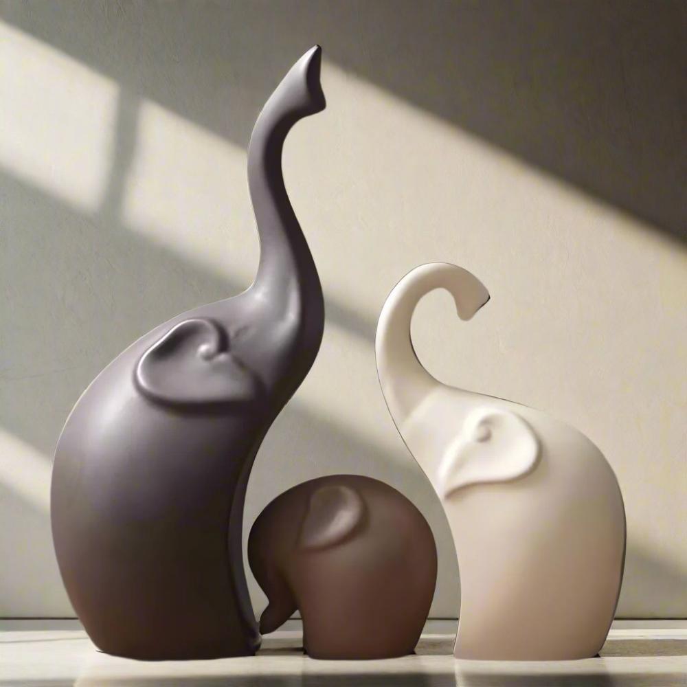 Elegant Serenity Elephant Sculptures – Symbolisk konst för modern inredning