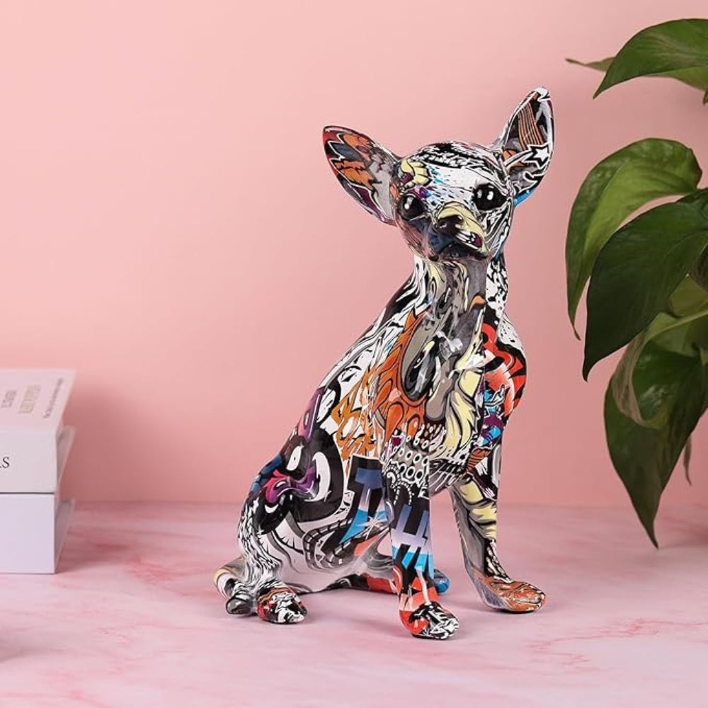 Urban Pop Chihuahua-staty – Djärv och konstnärlig hundinredning