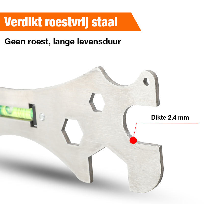 ProGrip 8-i-1 duschventilnyckel – universellt vinkelstoppverktyg med inbyggt vattenpass