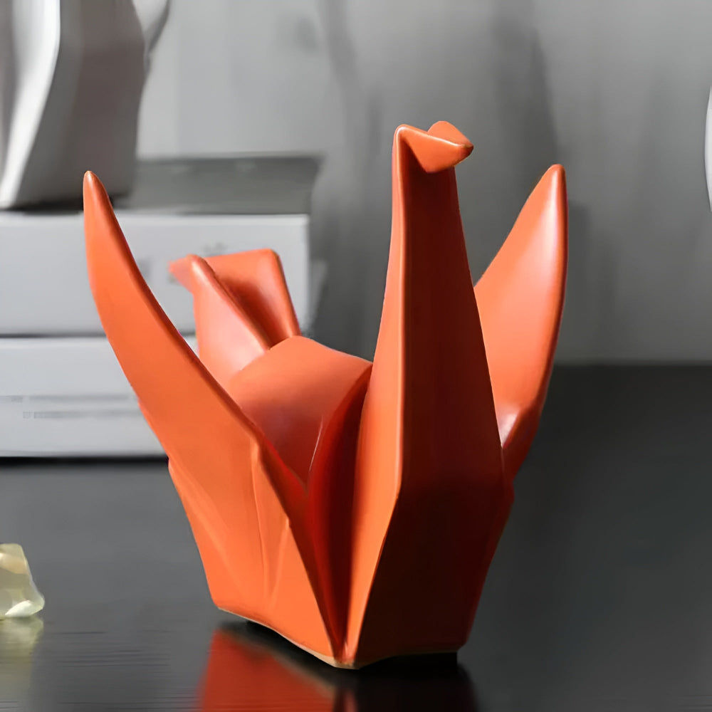 Modern origami fågelstaty – elegant keramisk konstdekor
