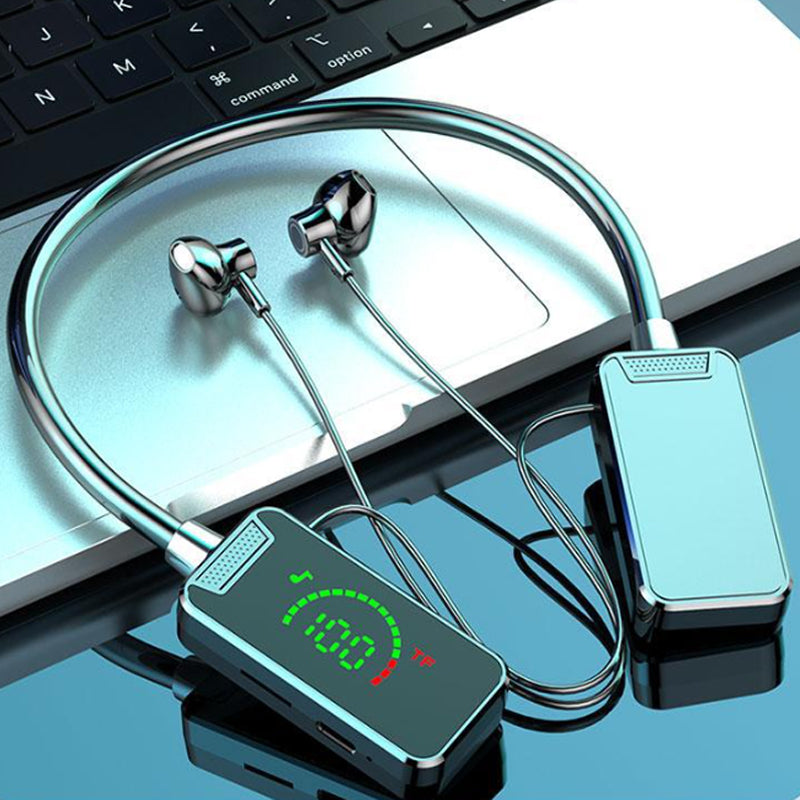 Vattentäta trådlösa nackband - Bluetooth-hörlurar med digital skärm