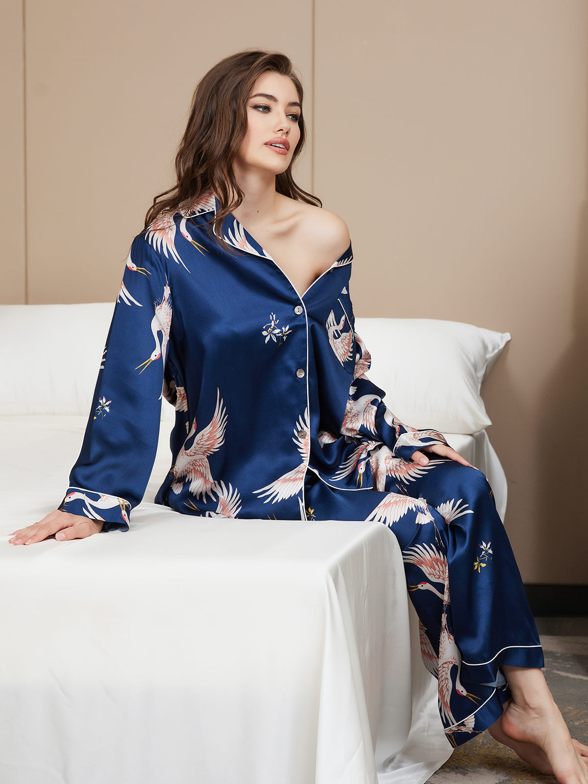 Mariska - Luxe Zijden Pyjama Set met Print