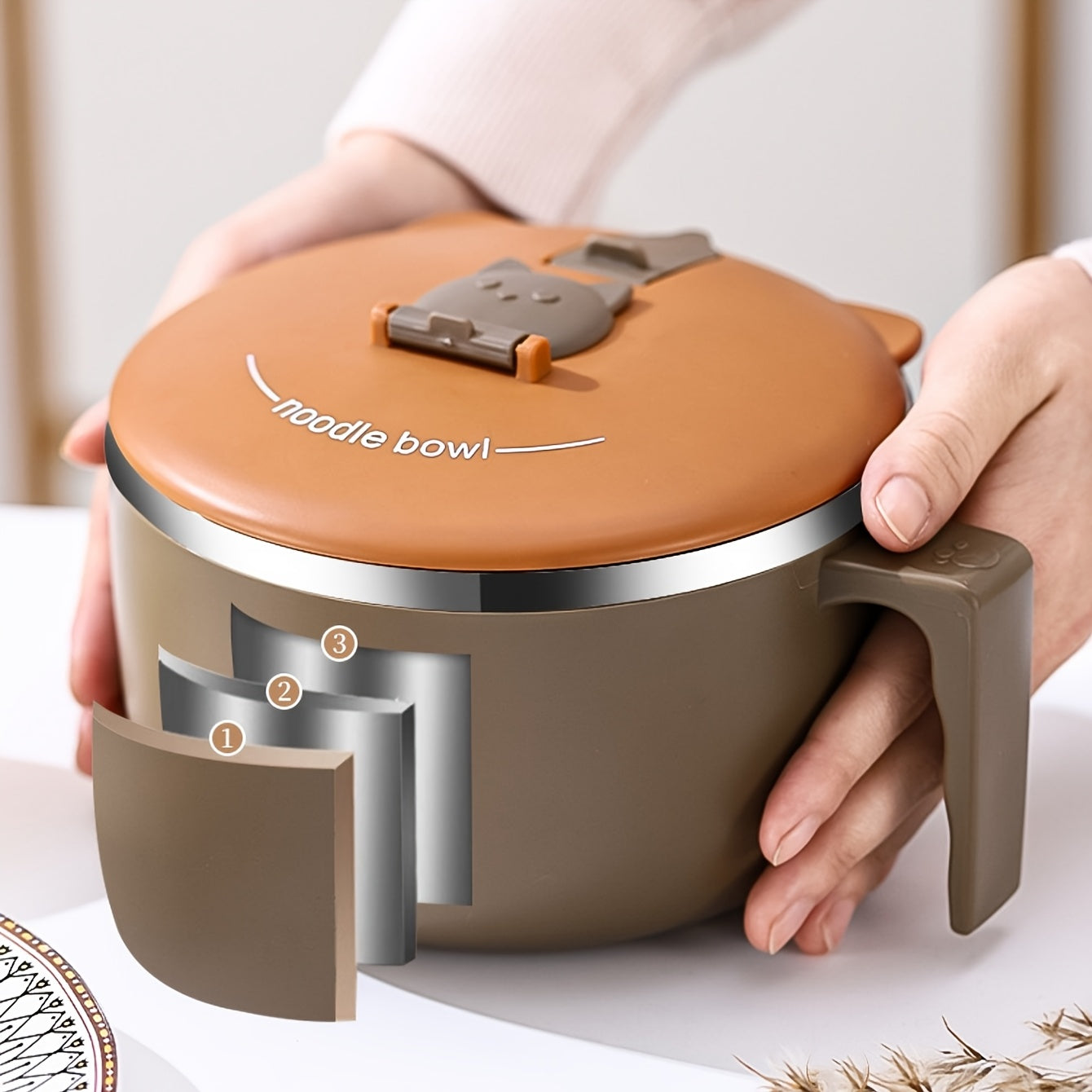 Värmelagrande matbehållare - 1300 ml sopp- och matskål i rostfritt stål