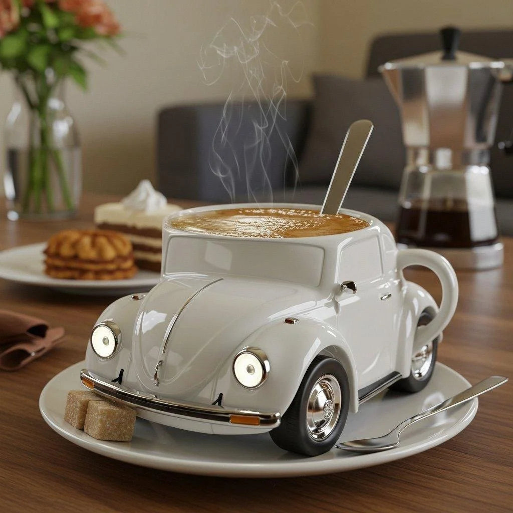 3D-kaffemugg med bilmotiv - Nyhet i keramik för te och kaffe för bilälskare