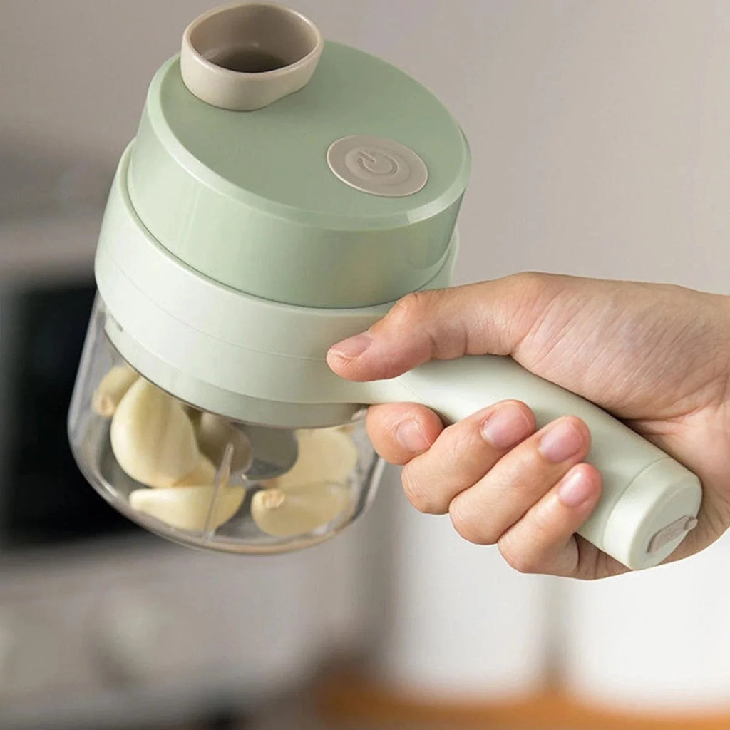 4-i-1 elektrisk grönsakshackare - handhållen matskärare, tärningsmaskin och skärmaskin