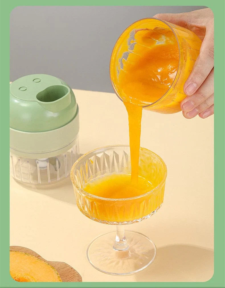 4-i-1 elektrisk grönsakshackare - handhållen matskärare, tärningsmaskin och skärmaskin