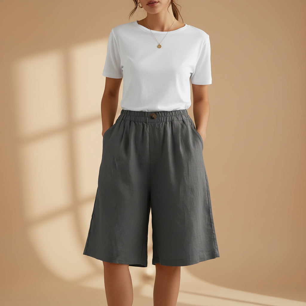 Skräddarsydda högmidjade shorts för kvinnor – Elegant och smart casual sommarmodell