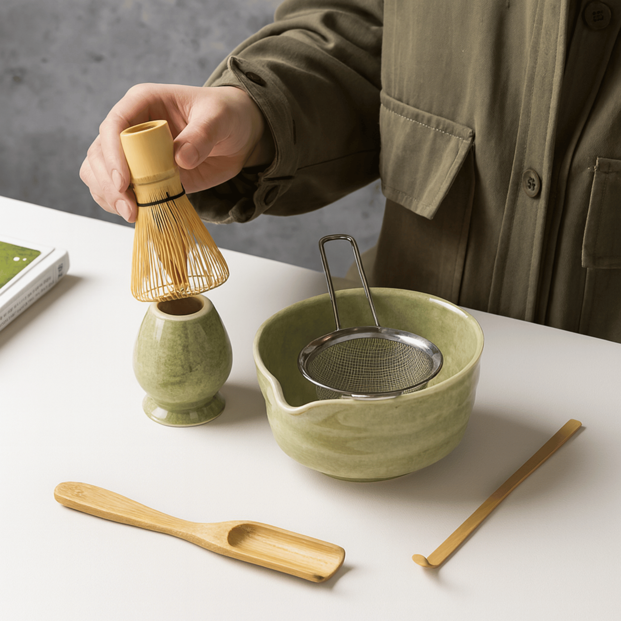 Matcha Starter Essentials Set – Visp, Skål och Mätskopa
