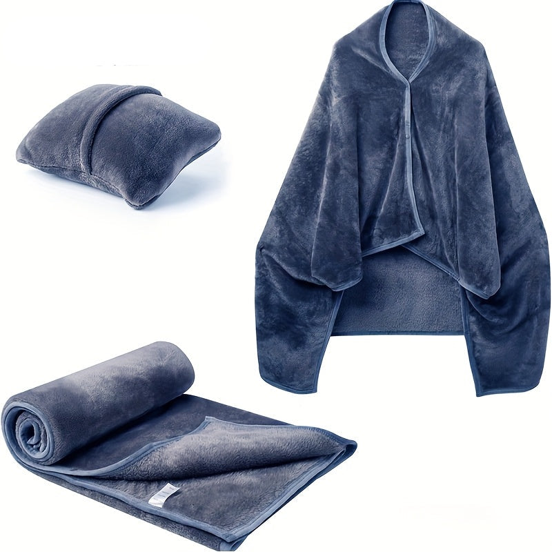 2-i-1 Bärbar Värmefilt för Resor – Elektrisk Överkast med Inbyggt Örngott