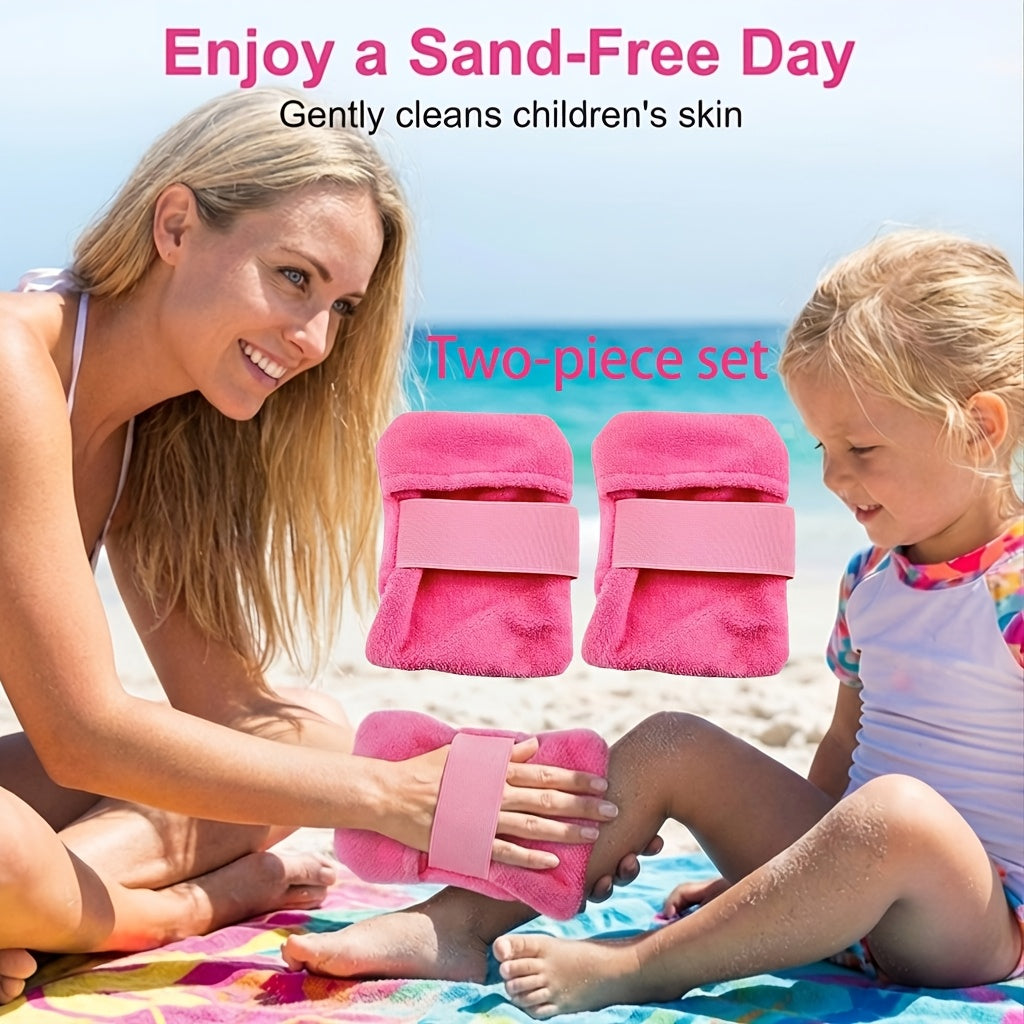 2-pack sandfria strandhanddukar – Mjuka avskakningsdukar i korallfleece för utomhusäventyr