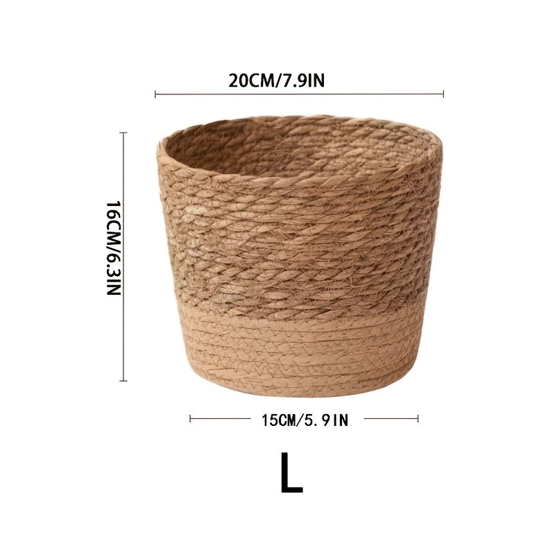 Miljövänlig vävd förvaringskorg – Snygg hemorganisatör, dekorativ halmkruka med foder