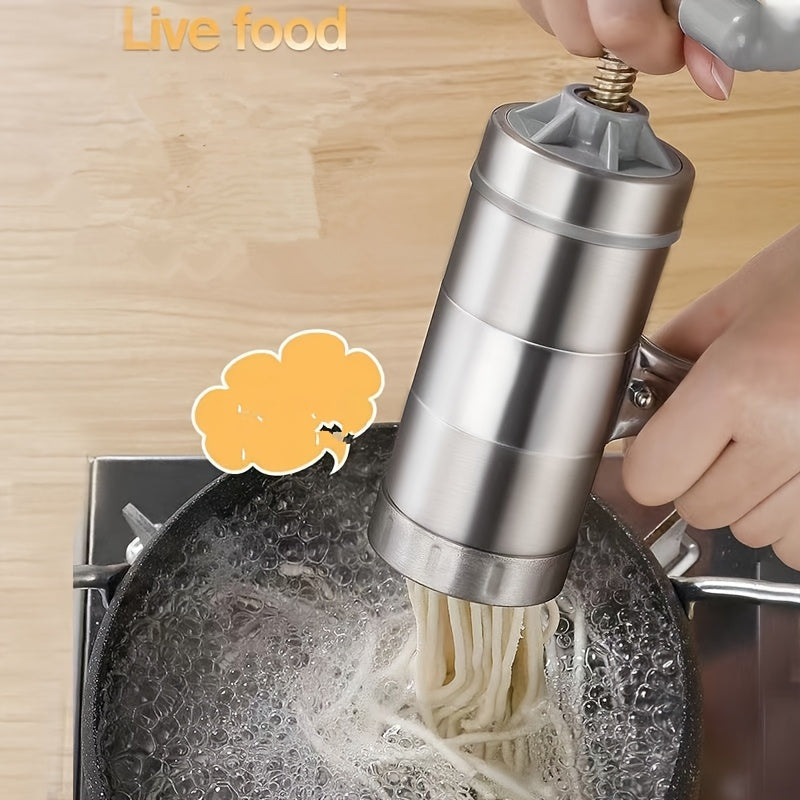 Manuell nudelpress – pastapress i rostfritt stål med 5 utbytbara skivor