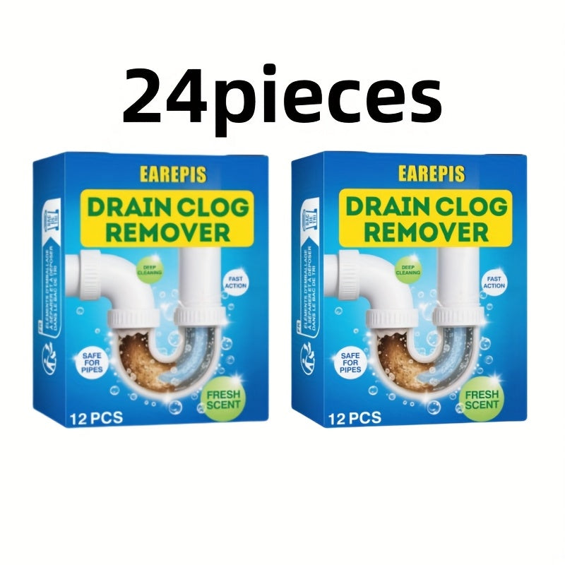 24-pack snabbverkande avloppsrengöringstabletter – kraftfull lösning för handfat, toaletter och rör