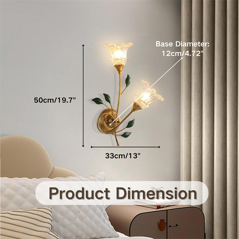 Vägglampa med konstnärlig blommotiv – Handgjord glaslampa för heminredning