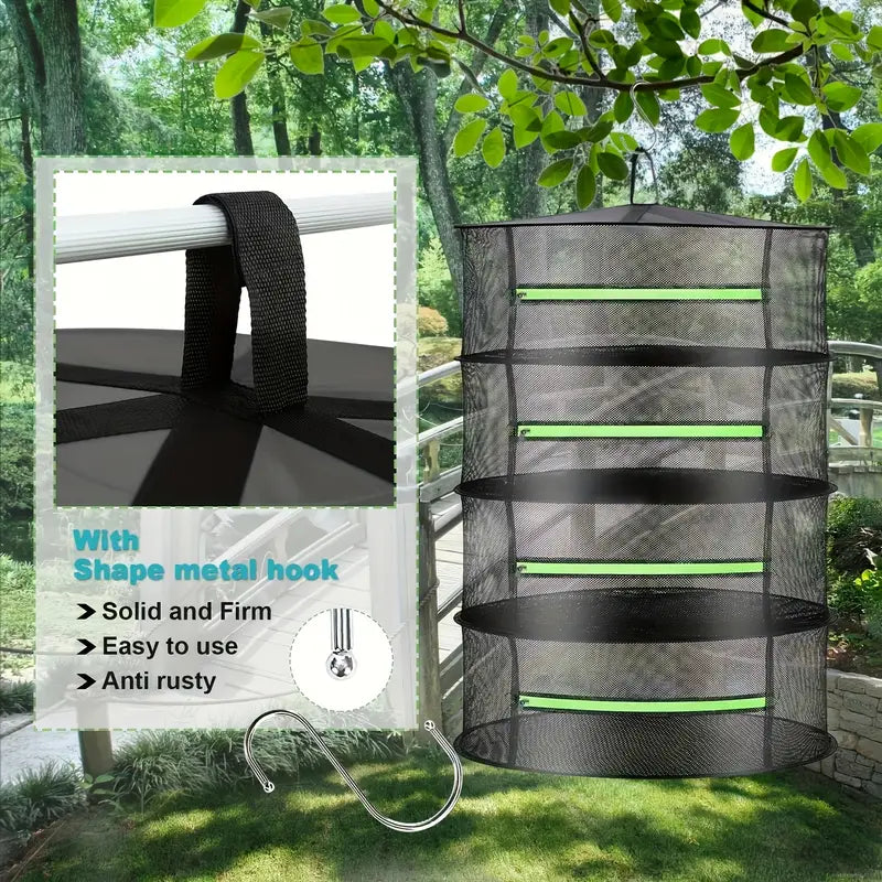 Hopfällbar torkställning i nät – Flerskiktad hängbricka för frukt, grönsaker och örter