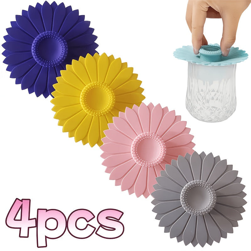 Värmebeständiga silikonmugglock – Blommiga muggskydd (4-pack) Återanvändbara dryckesskydd