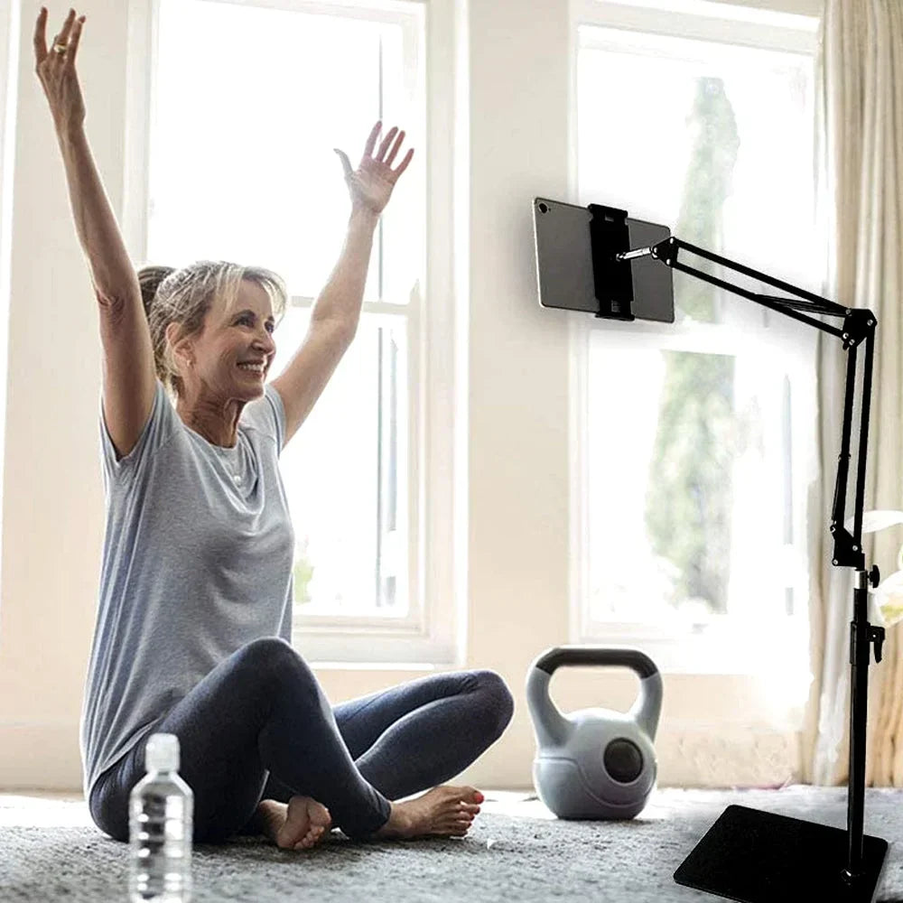 Universellt 360° justerbart golvstativ för surfplatta – hopfällbart och roterande hållare