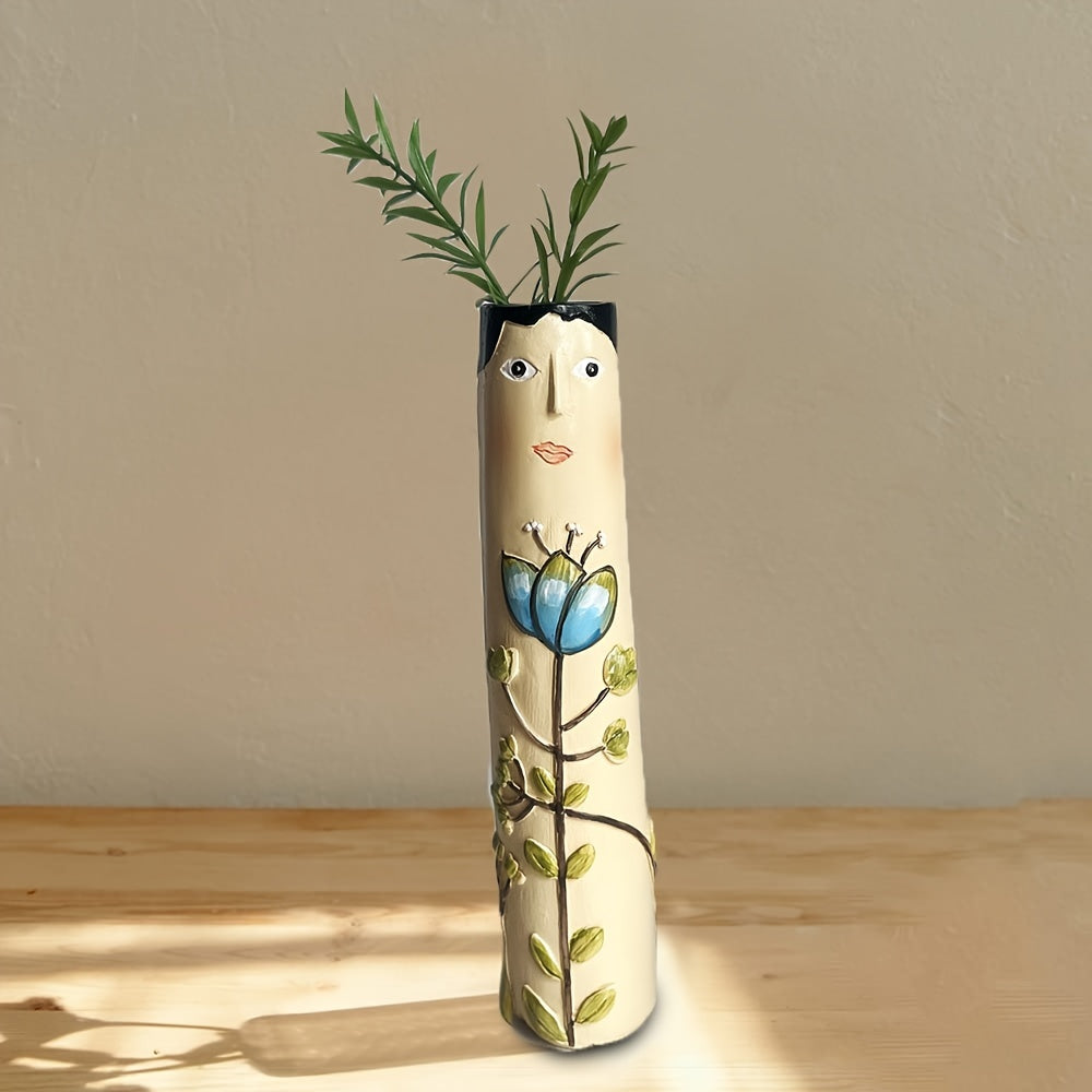 Konstnärliga keramiska ansiktsvaser – Handgjorda bohemiska krukor för blommor och lantlig heminredning