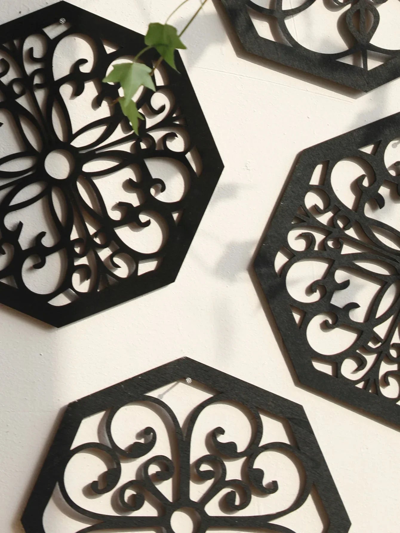 4 delar svart trä väggdekor