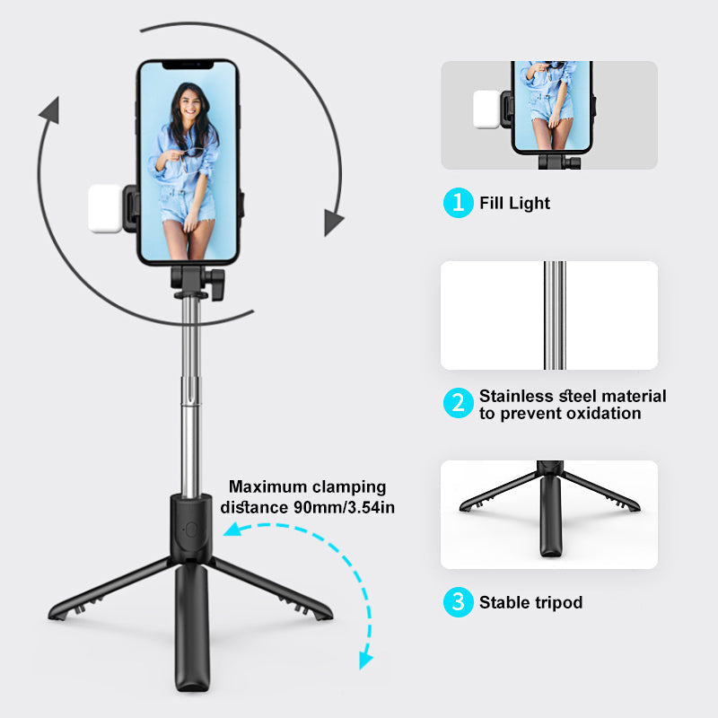 GlowGrip 6-i-1 Bluetooth Selfie Stick-stativ