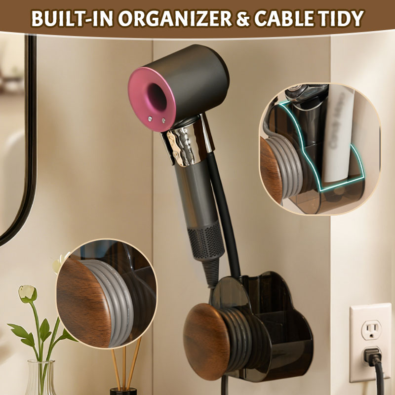 360° justerbar vägghållare för hårtork – handsfree-fäste för badrum och salongbruk
