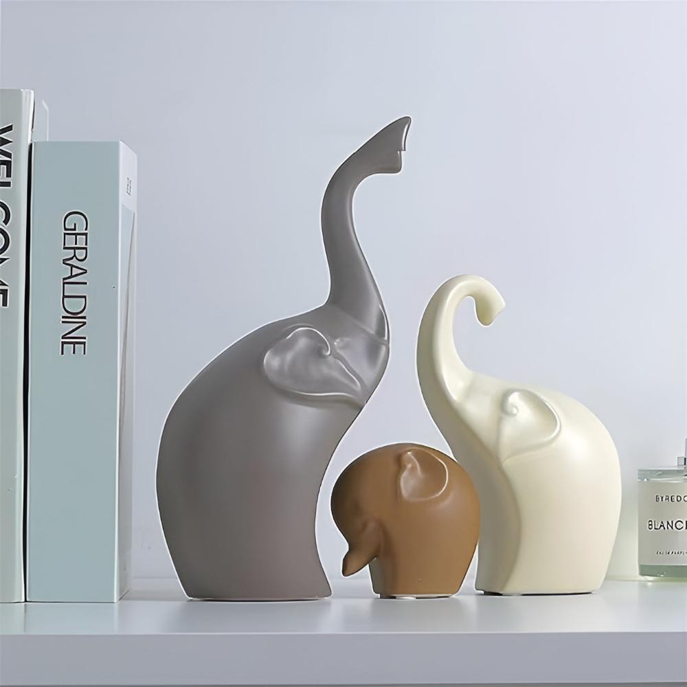 Elegant Serenity Elephant Sculptures – Symbolisk konst för modern inredning