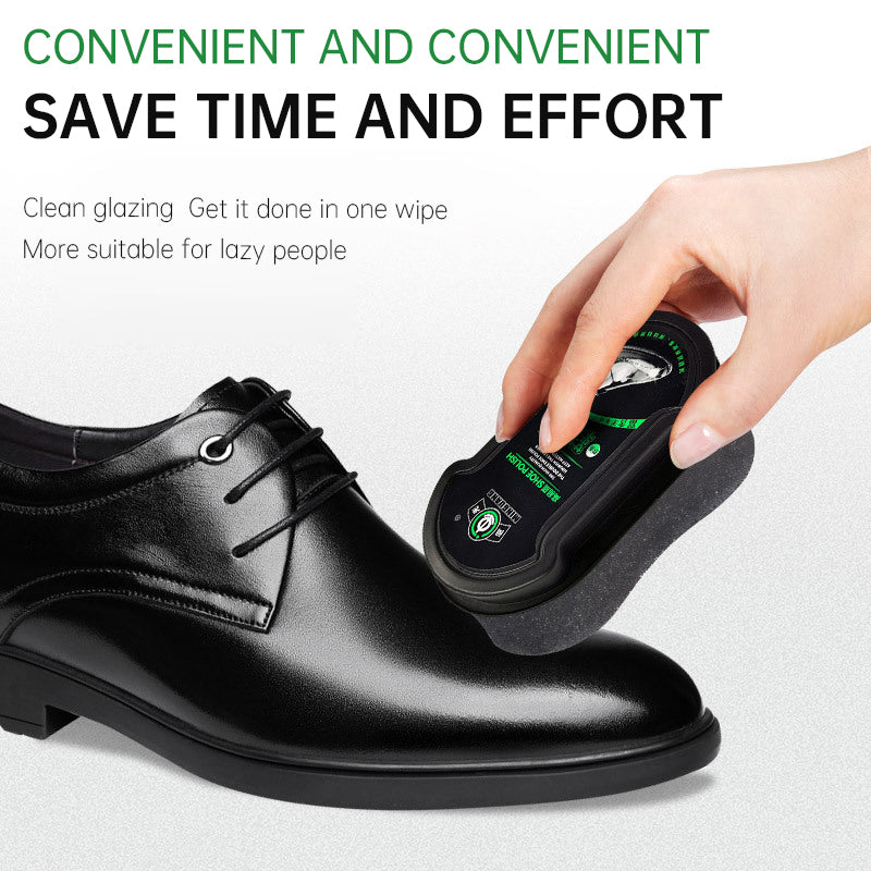 2-i-1 skoputssvamp - Dubbelsidig färglös kräm- och vaxpolish