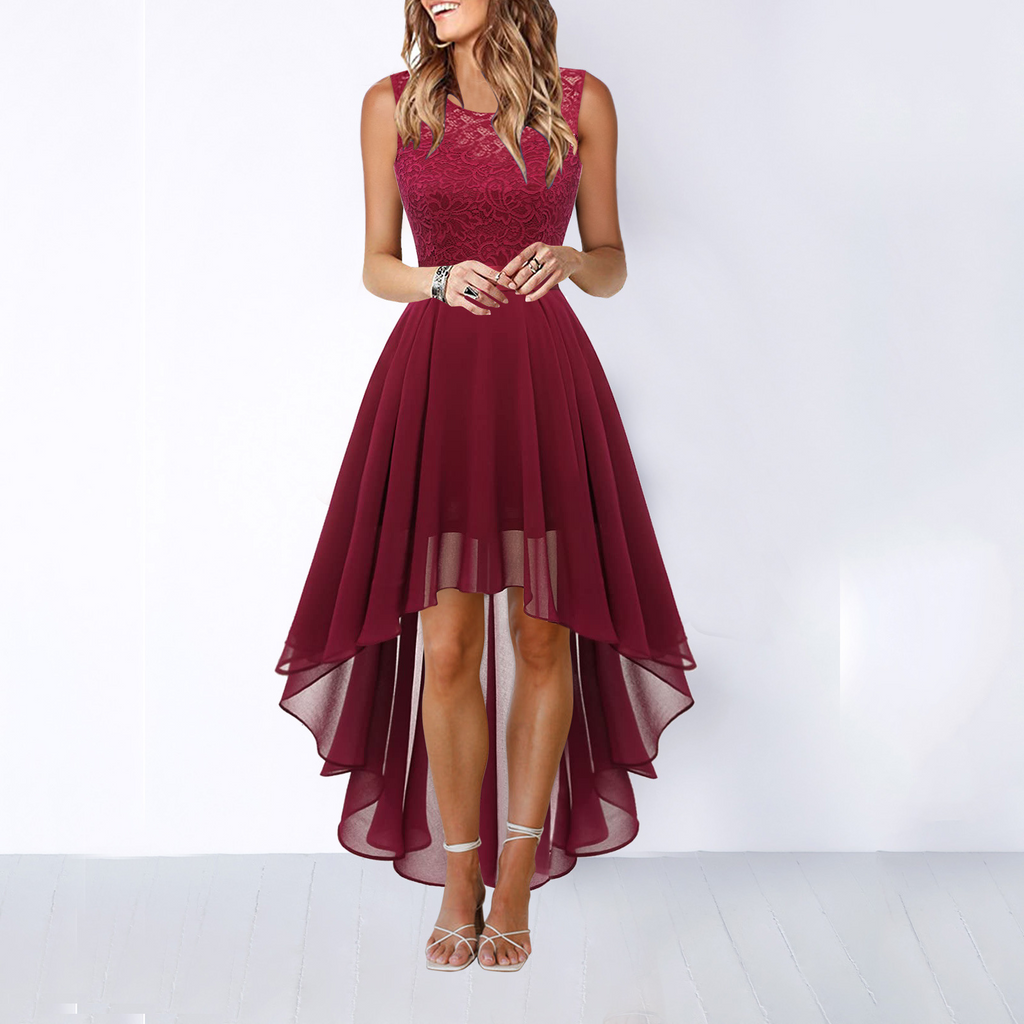 Amelisse | Elegant klänning med asymmetrisk fåll - Elegant bröllopsgäststil