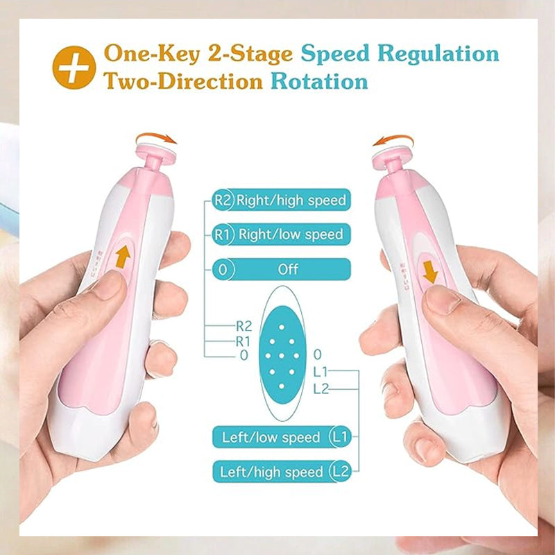 Babynagelvårdskit – Tysta elektriska klippare med justerbara hastigheter för säker nagelvård