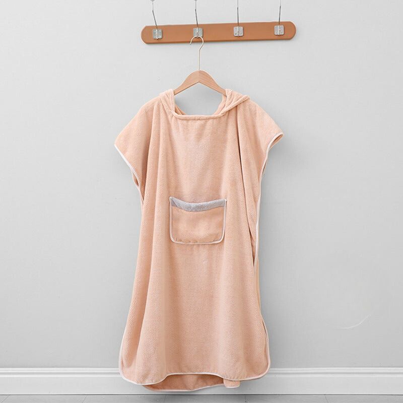 Ultramjuk fleeceponcho med huva – Snabbtorkande unisex bad- och spa-morgonrock