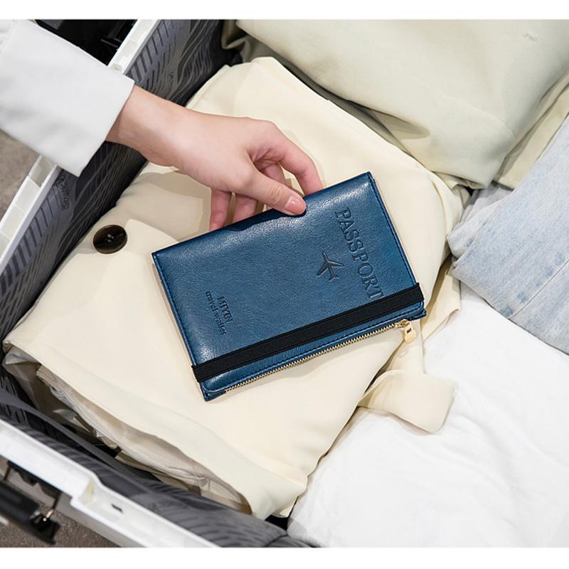 Kompakt RFID-säker reseplånbok – Pass- och kreditkortshållare i äkta läder