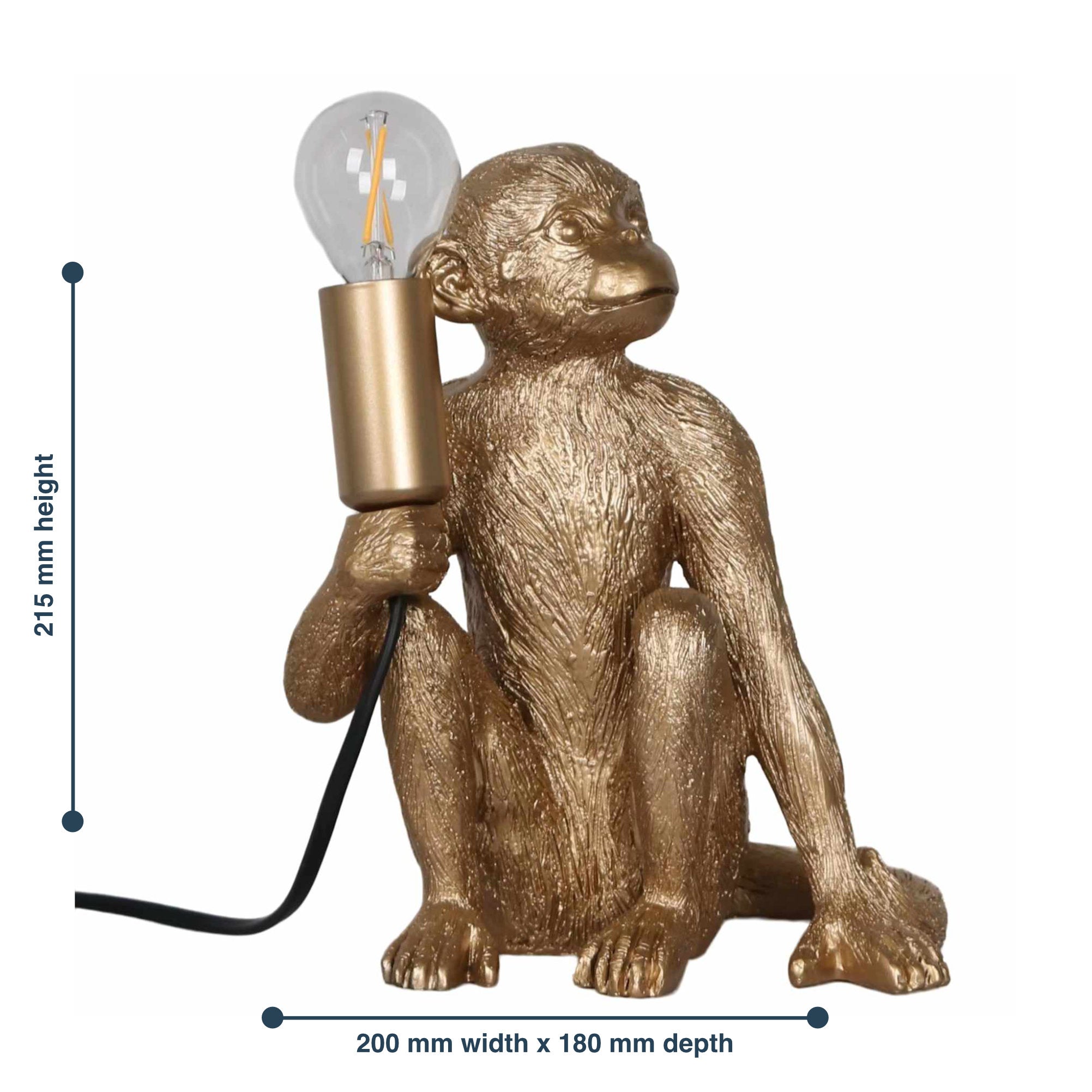 Lyxig guldfärgad apa-bordslampa – Modern sänglampa med accentbelysning för snygg heminredning