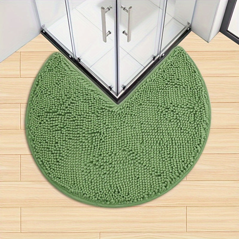 Plyschig rund chenillebadmatta – Snabbtorkande, halkfri, extra mjuk badrumsmatta